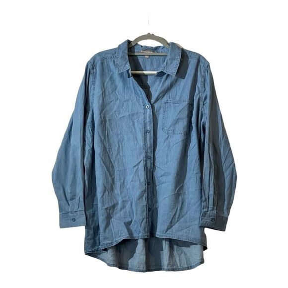 Jessica London Women's Size 20 W Blue Denim Button-Up Shirt Western Minimilist - Picture 1 of 9